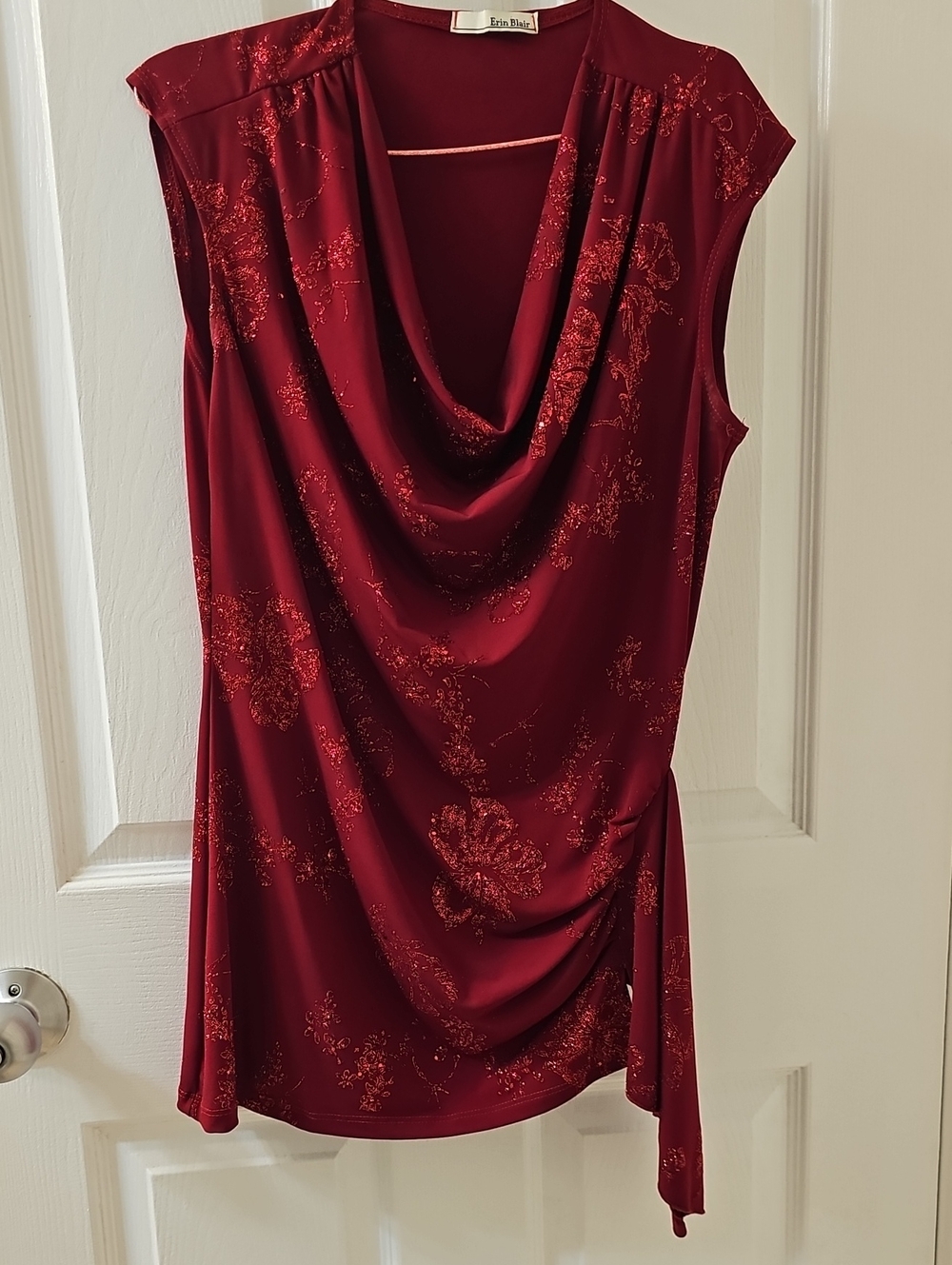 Etcetera Burgundy Red Drape-Neck Sleeveless Camisole